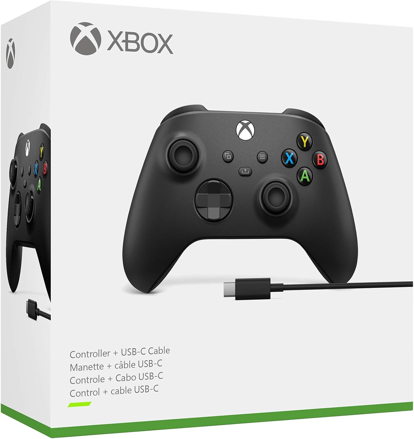Microsoft Xbox Wireless Controller - Black + USB-C Cable (Compatible with Xbox One) (Xbox Series X/S)