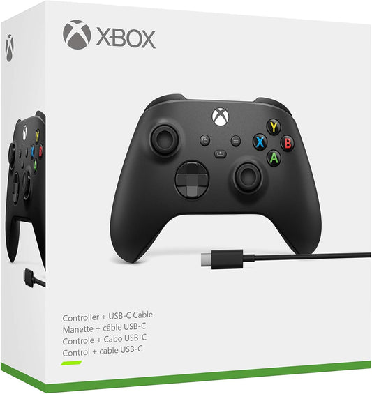 Microsoft Xbox Wireless Controller - Black + USB-C Cable (Compatible with Xbox One) (Xbox Series X/S)