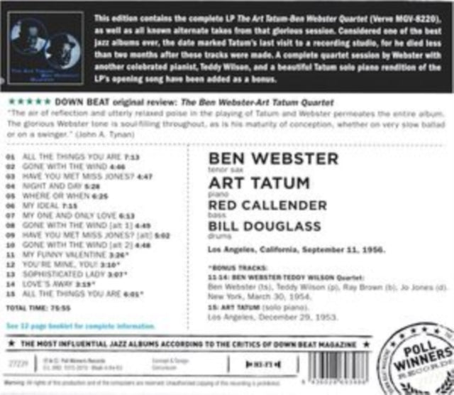 Ben Webster - Ben Webster - Art Tatum Quartet (CD)
