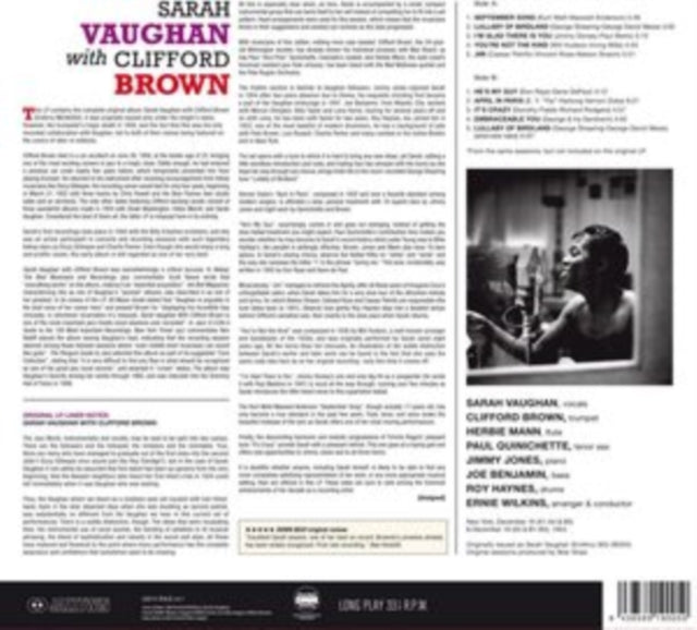 Sarah Vaughan - Sarah Vaughan With Clifford Brown (Vinyl)