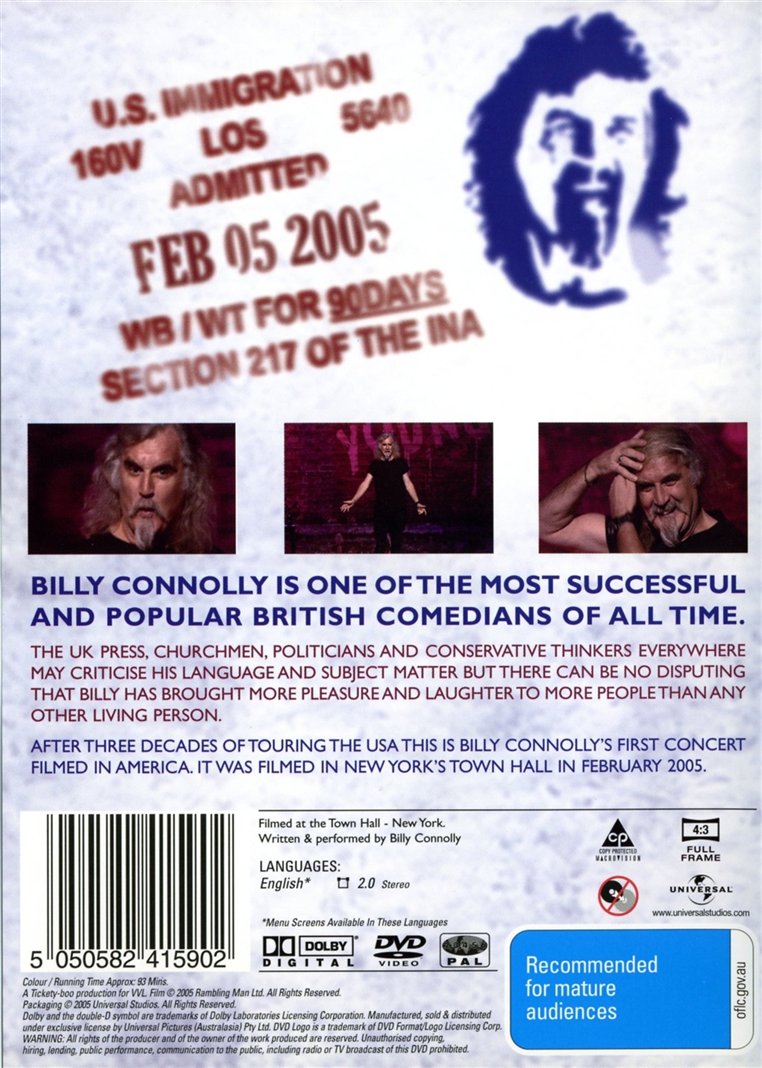 Billy Connolly: Live In New York (2005) (DVD) (Second-hand)
