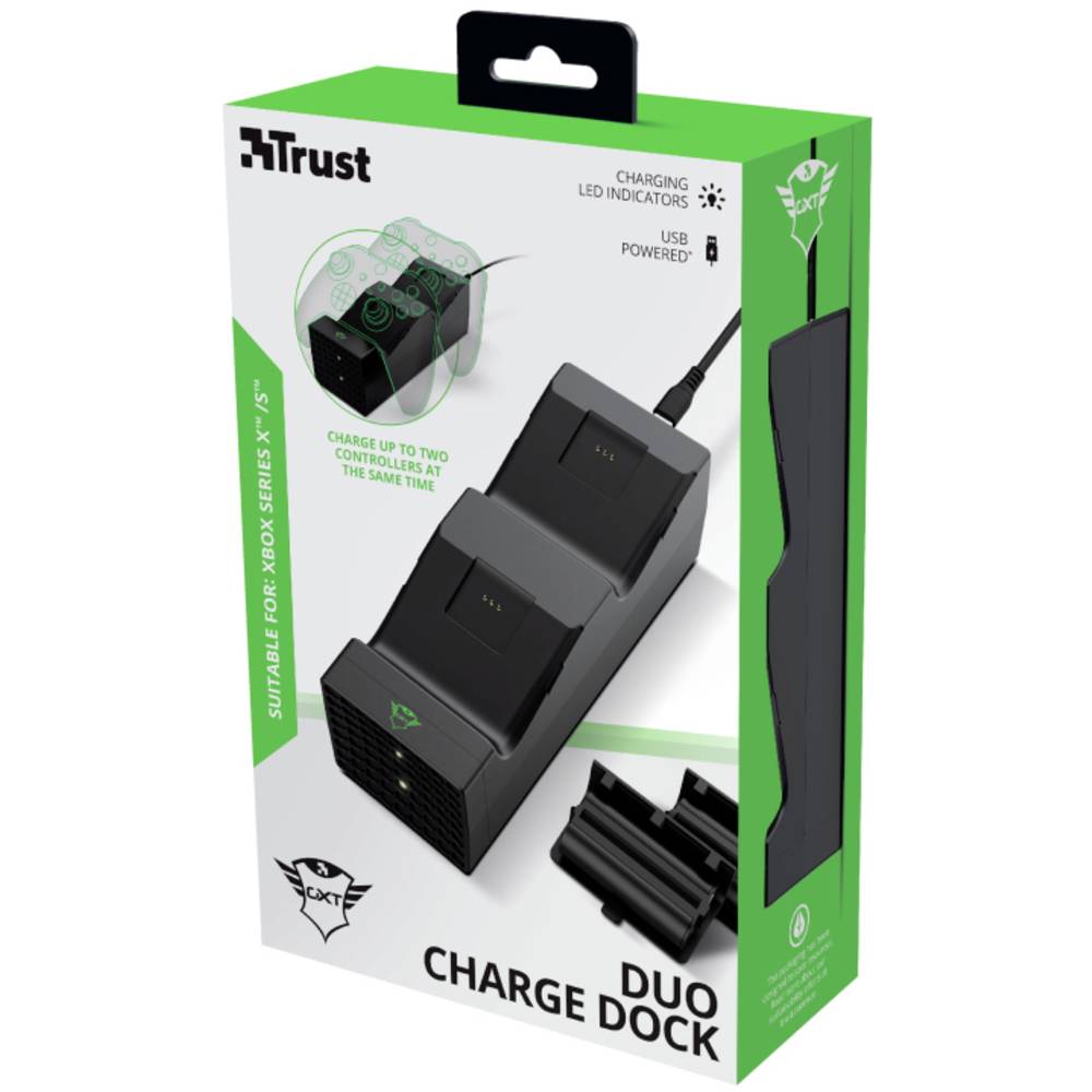 Trust Gaming GXT 250 Duo Charging Dock for Xbox Series X/S Controller (Black) (Xbox Series X)